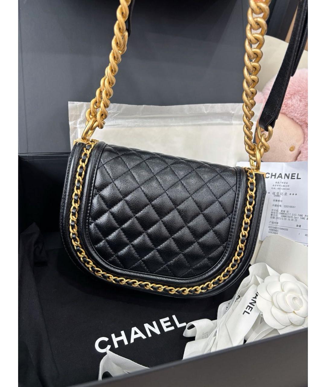 CHANEL Черная кожаная сумка через плечо, фото 4