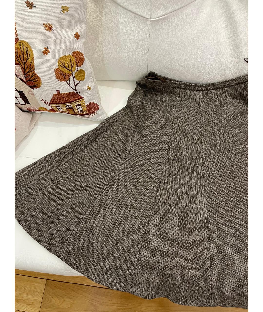 MAX MARA STUDIO Коричневая шерстяная юбка миди, фото 4