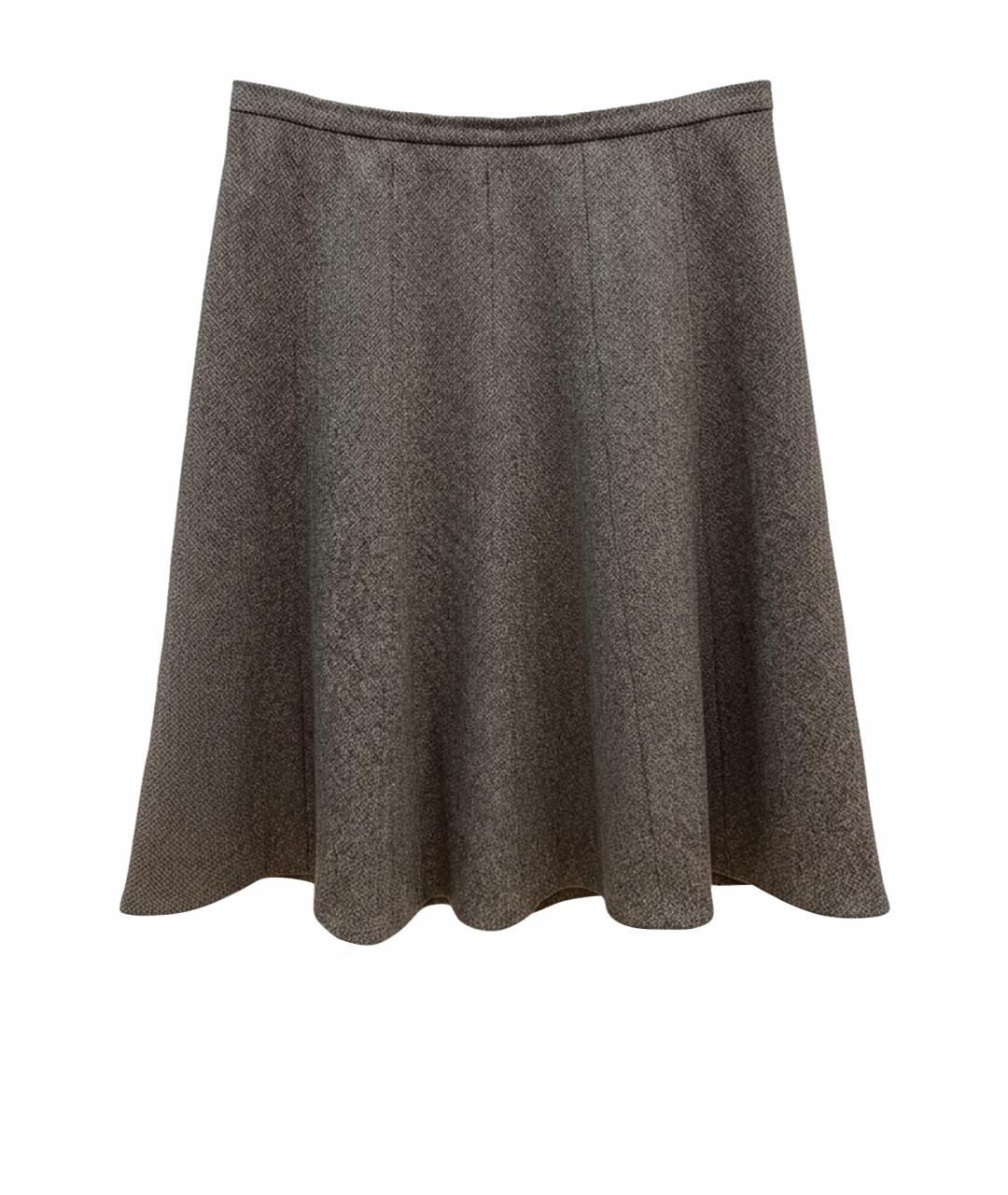 MAX MARA STUDIO Коричневая шерстяная юбка миди, фото 1