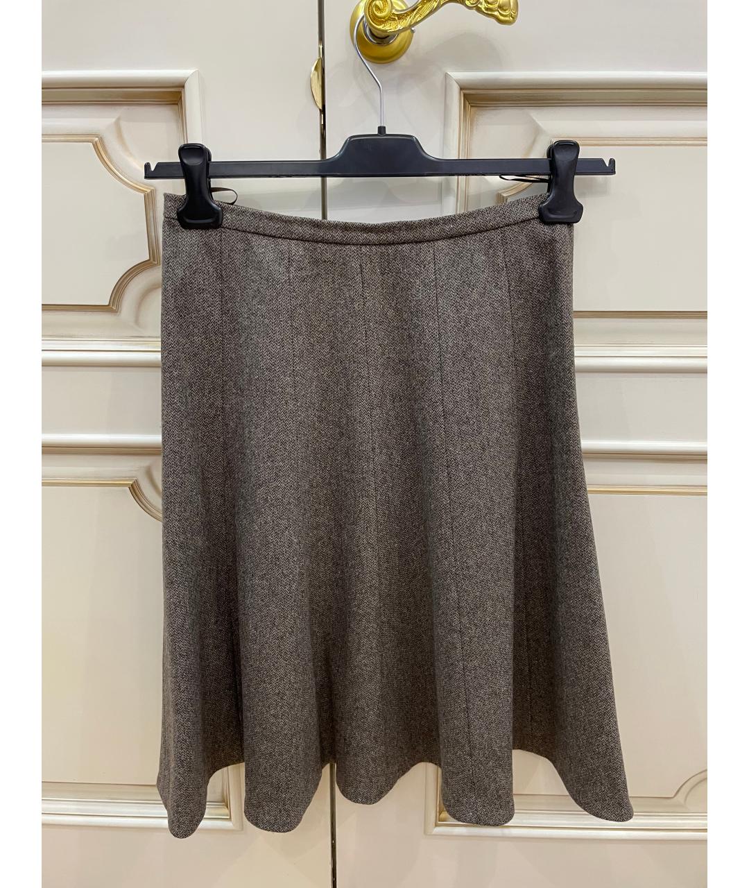 MAX MARA STUDIO Коричневая шерстяная юбка миди, фото 6