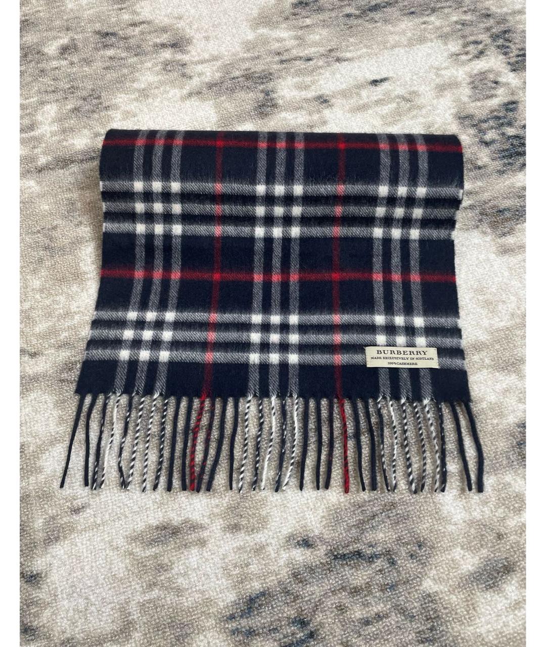 BURBERRY Темно-синий кашемировый шарф, фото 2