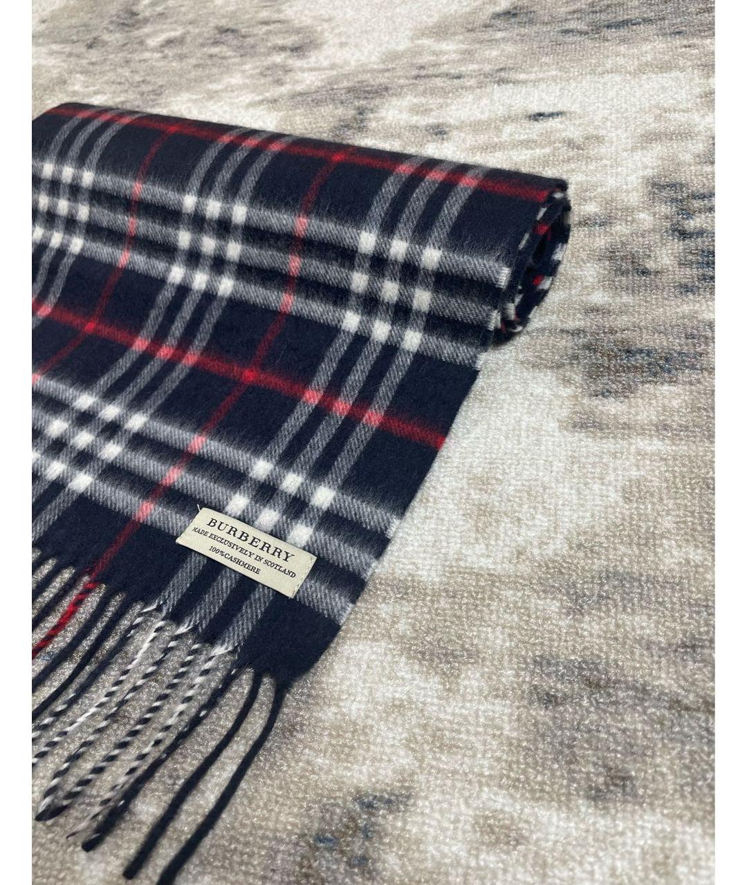 BURBERRY Темно-синий кашемировый шарф, фото 3
