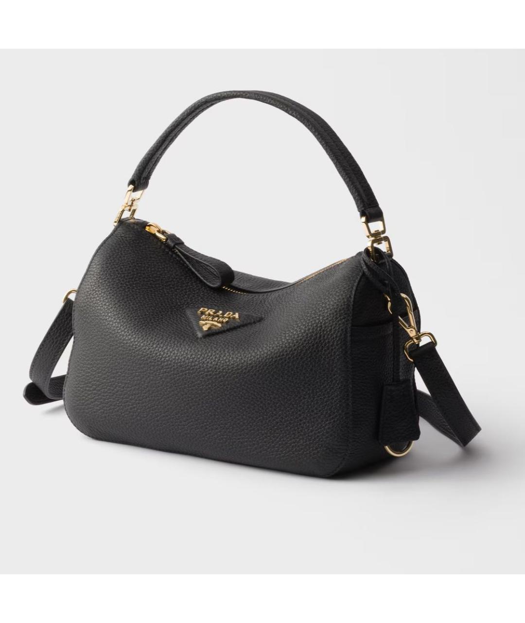 PRADA Черная кожаная сумка с короткими ручками, фото 2