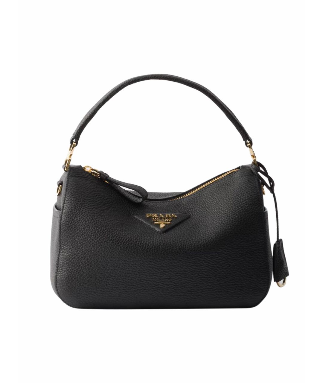 PRADA Черная кожаная сумка с короткими ручками, фото 1