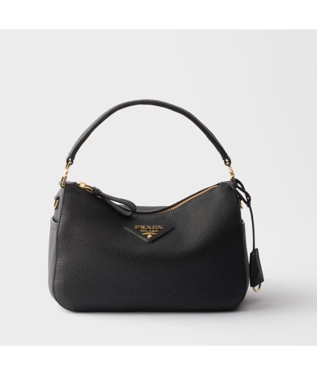 PRADA Черная кожаная сумка с короткими ручками, фото 4