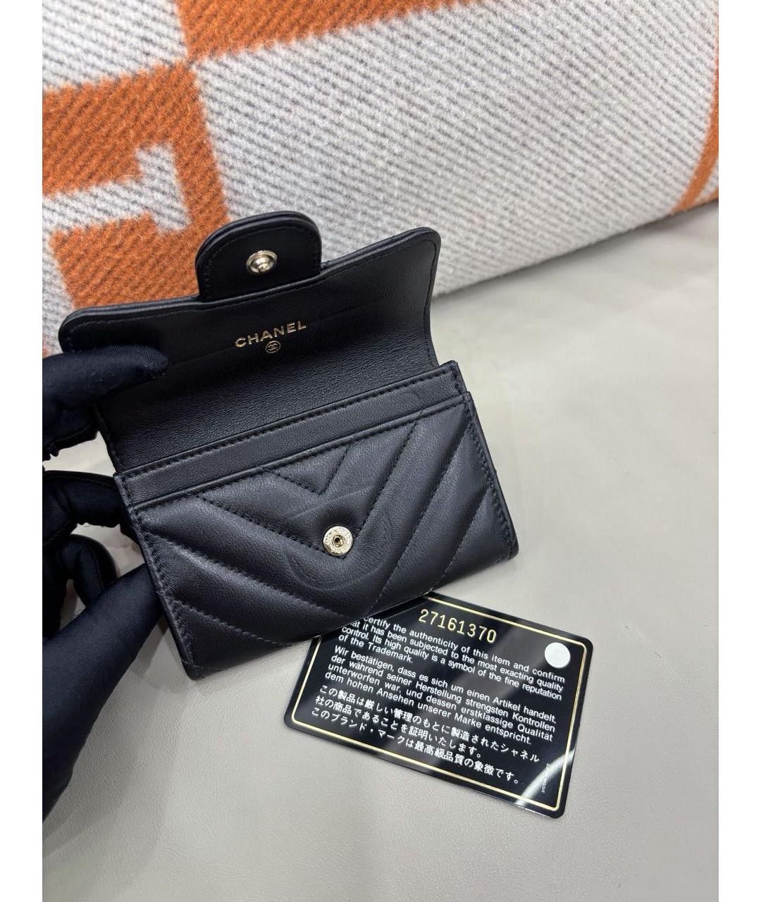 CHANEL Черный кожаный кошелек, фото 8