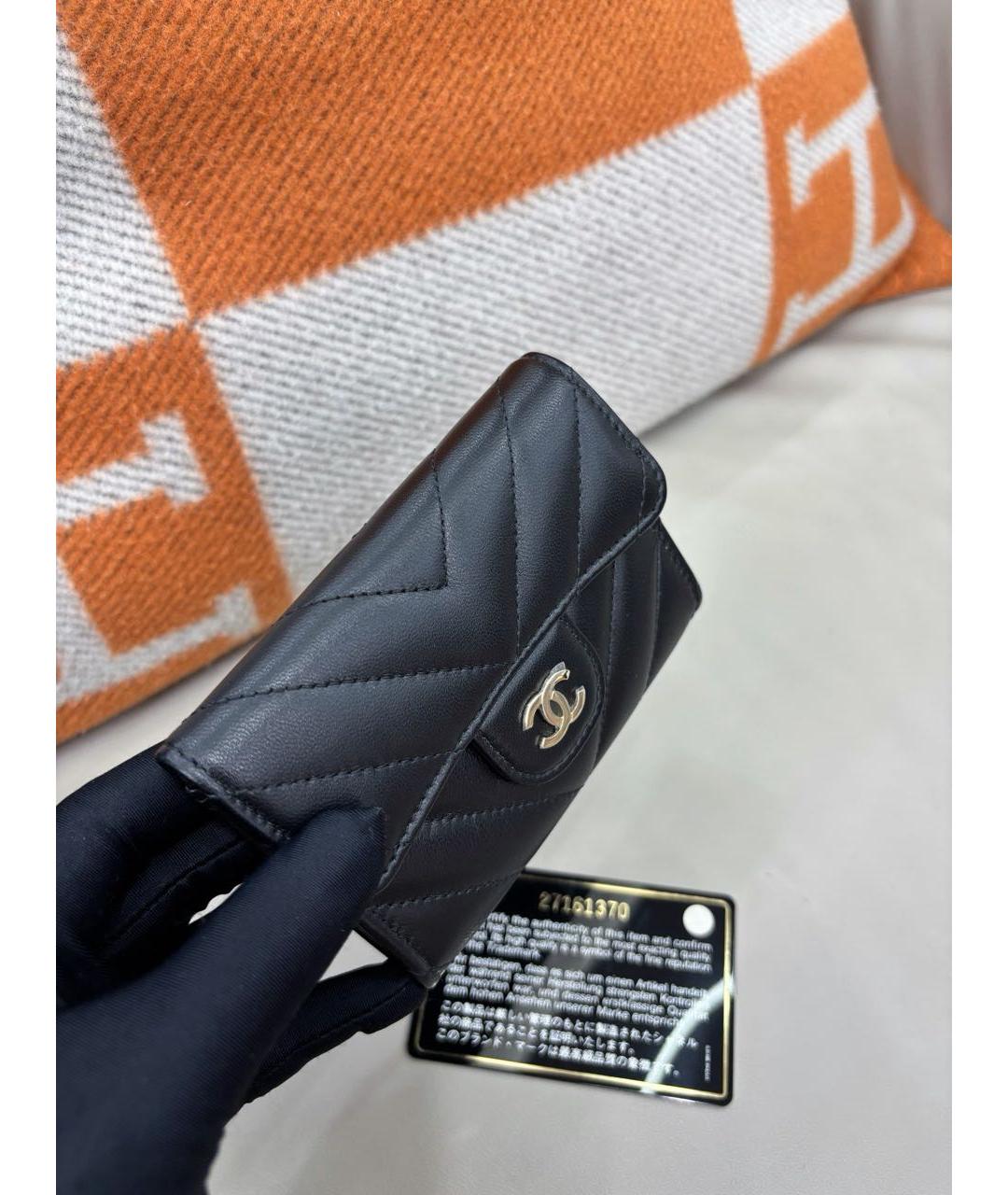 CHANEL Черный кожаный кошелек, фото 5