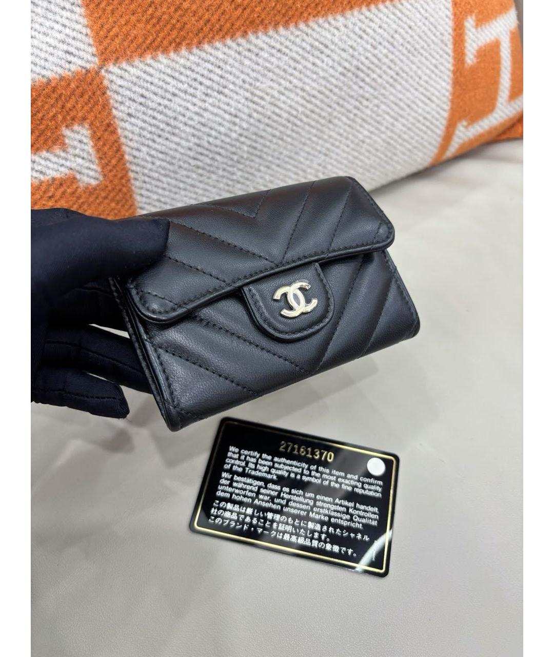 CHANEL Черный кожаный кошелек, фото 3