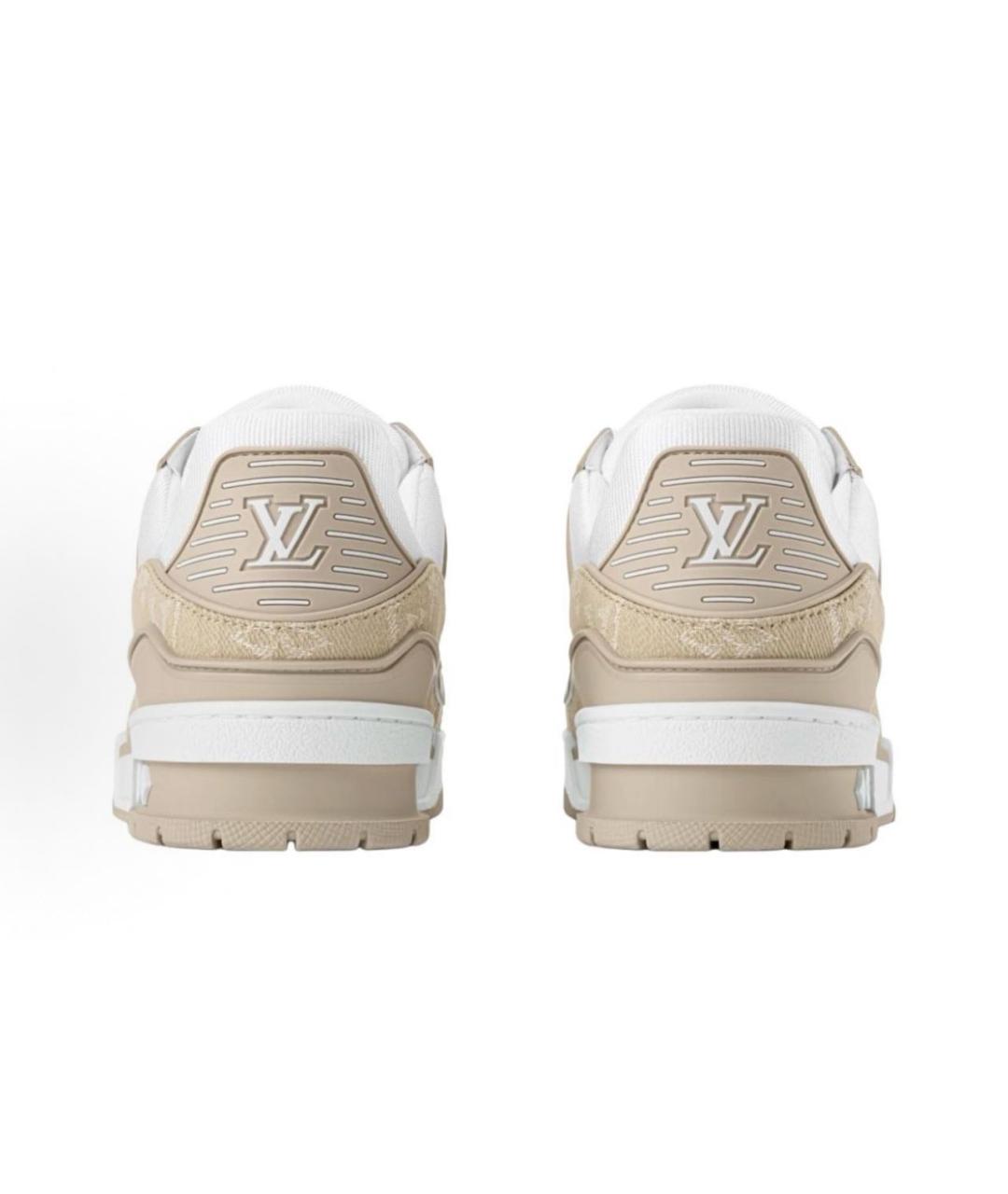 LOUIS VUITTON Бежевые кожаные кеды, фото 4