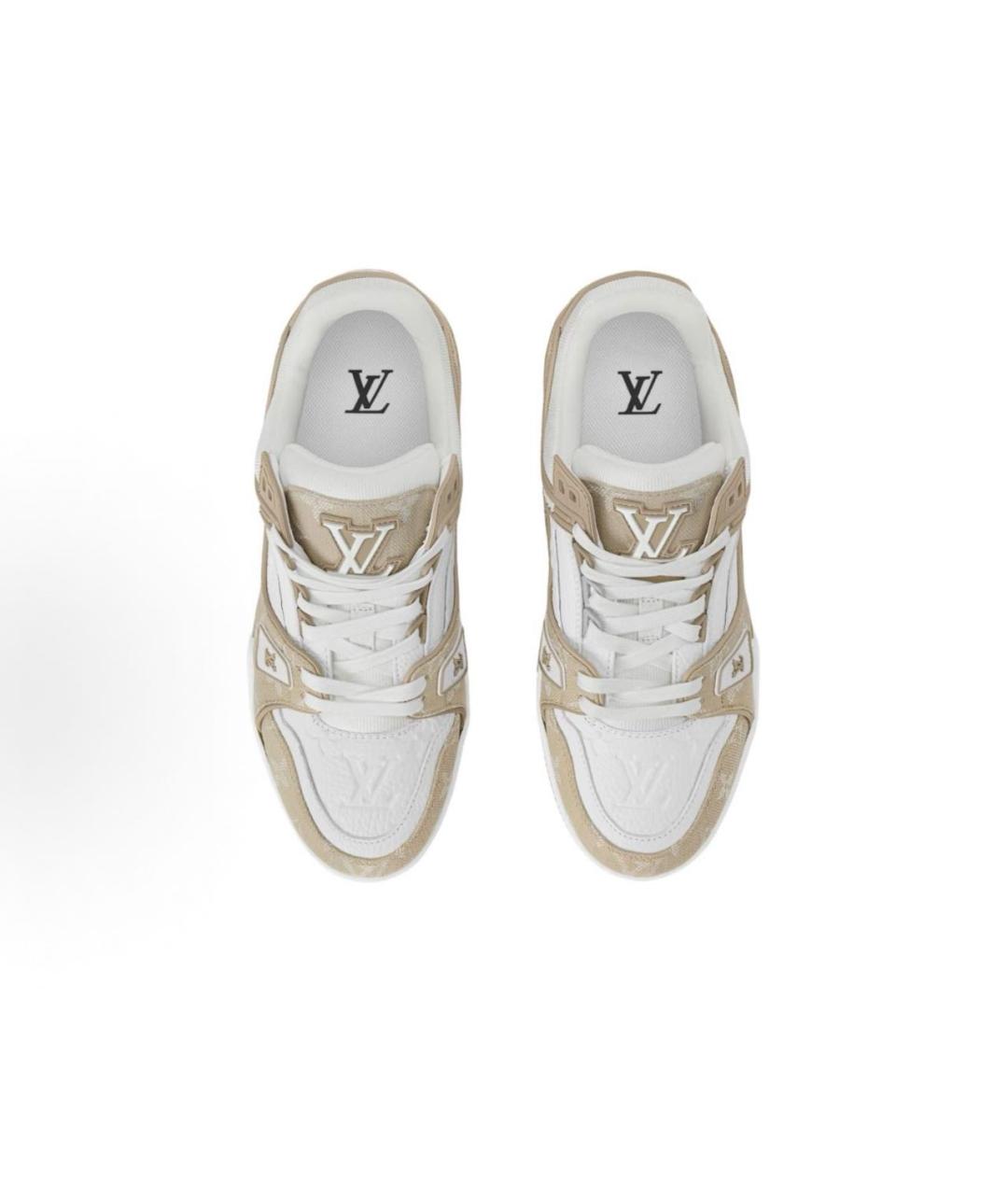 LOUIS VUITTON Бежевые кожаные кеды, фото 3