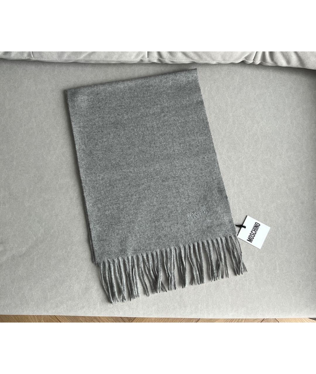 MOSCHINO Серый шерстяной шарф, фото 2