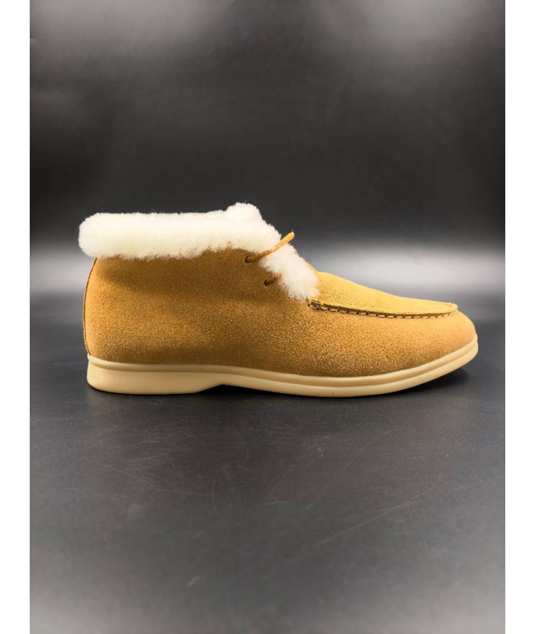 LORO PIANA Горчичные замшевые лоферы, фото 9