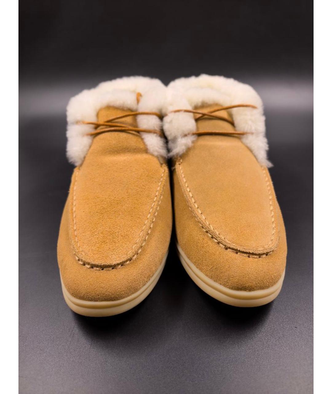 LORO PIANA Горчичные замшевые лоферы, фото 2