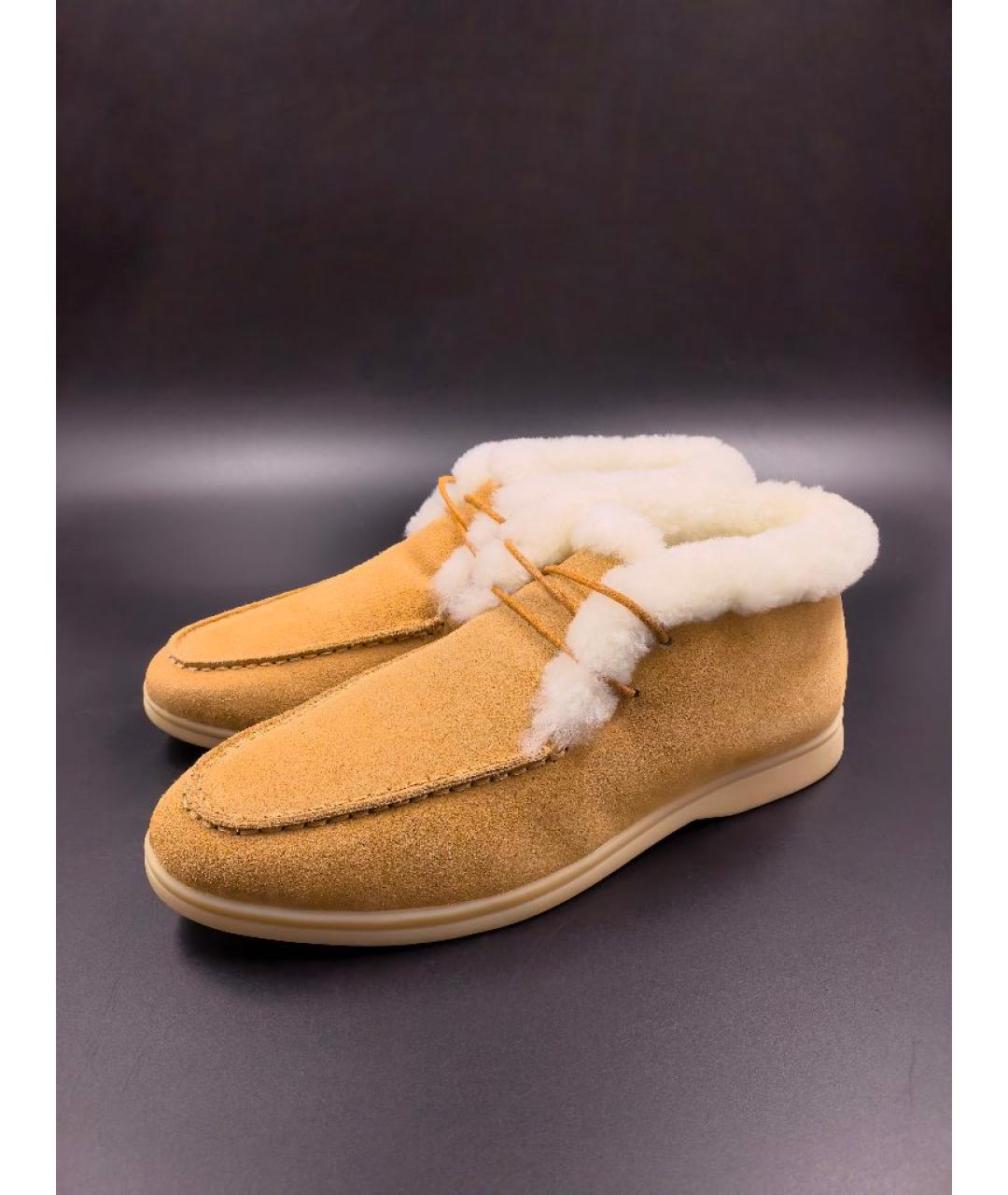 LORO PIANA Горчичные замшевые лоферы, фото 5