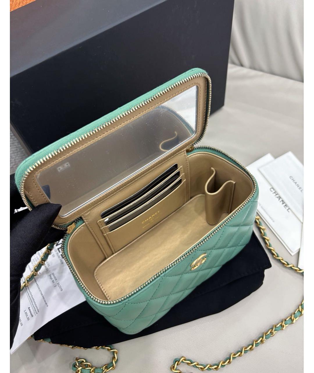 CHANEL Зеленая кожаная сумка через плечо, фото 6