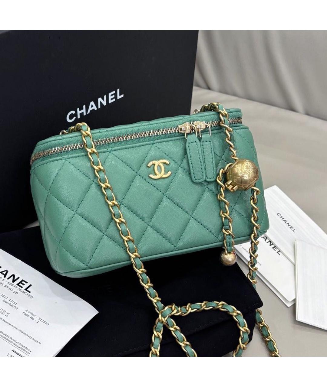 CHANEL Зеленая кожаная сумка через плечо, фото 7