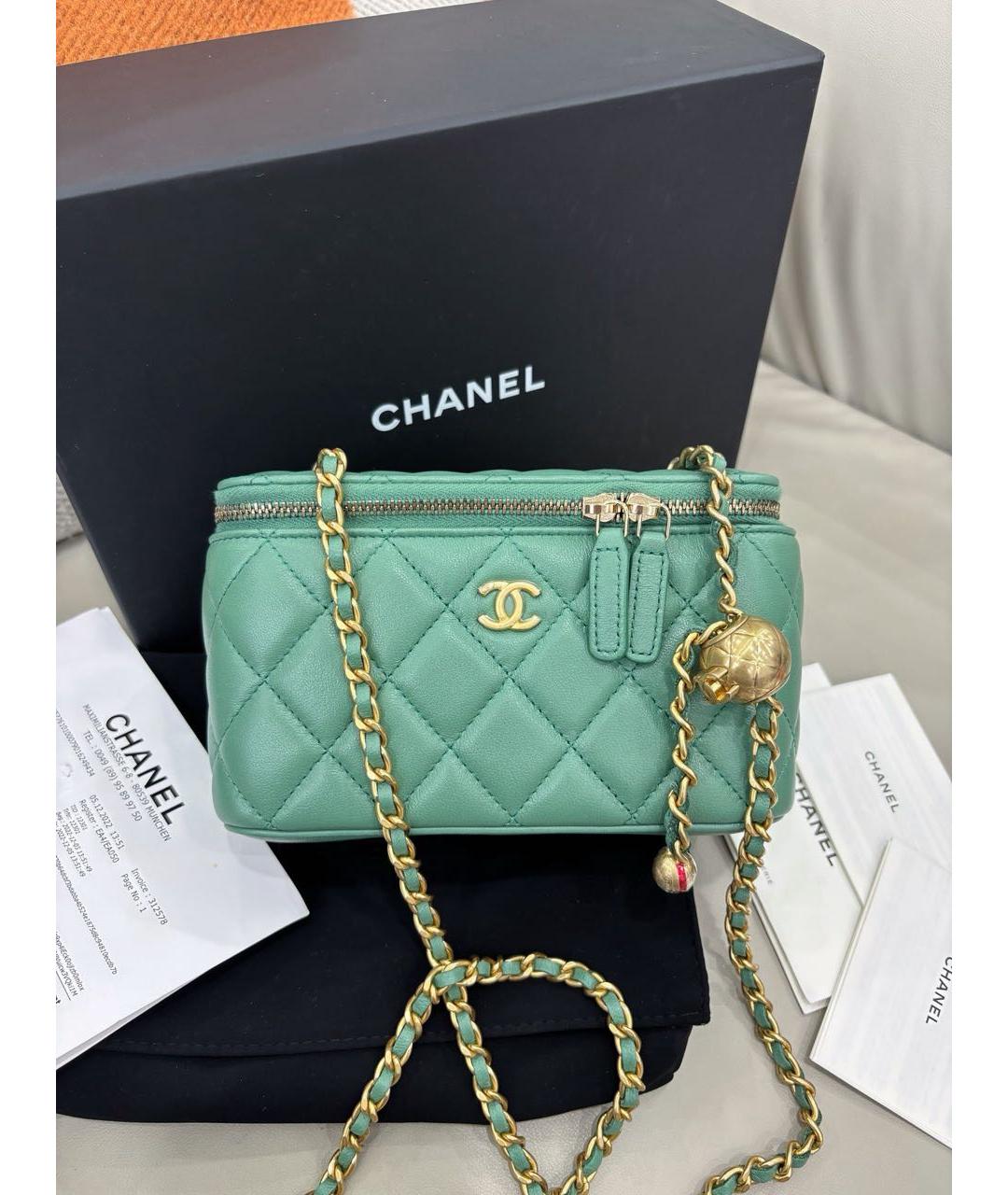 CHANEL Зеленая кожаная сумка через плечо, фото 2