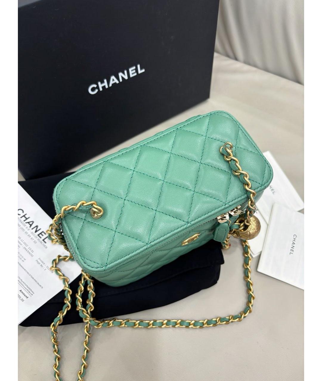 CHANEL Зеленая кожаная сумка через плечо, фото 5