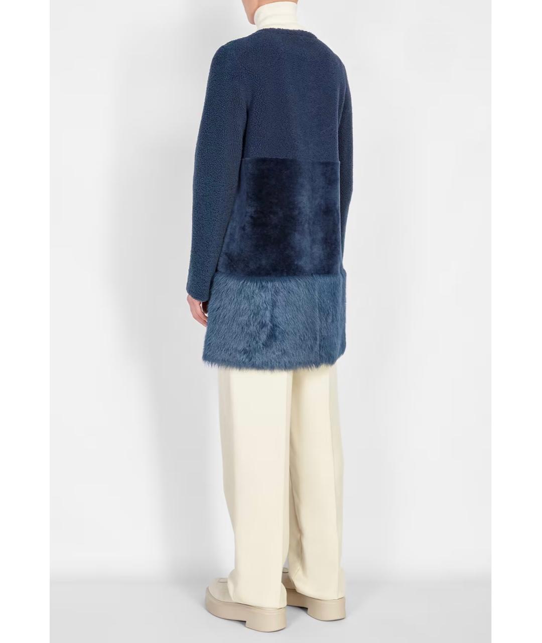 LORO PIANA Темно-синяя меховая дубленка, фото 4