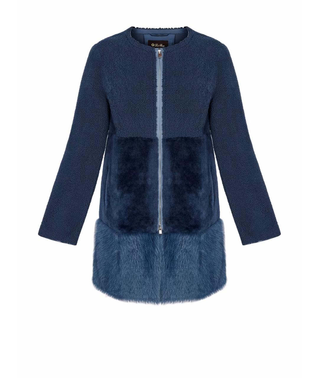 LORO PIANA Темно-синяя меховая дубленка, фото 1