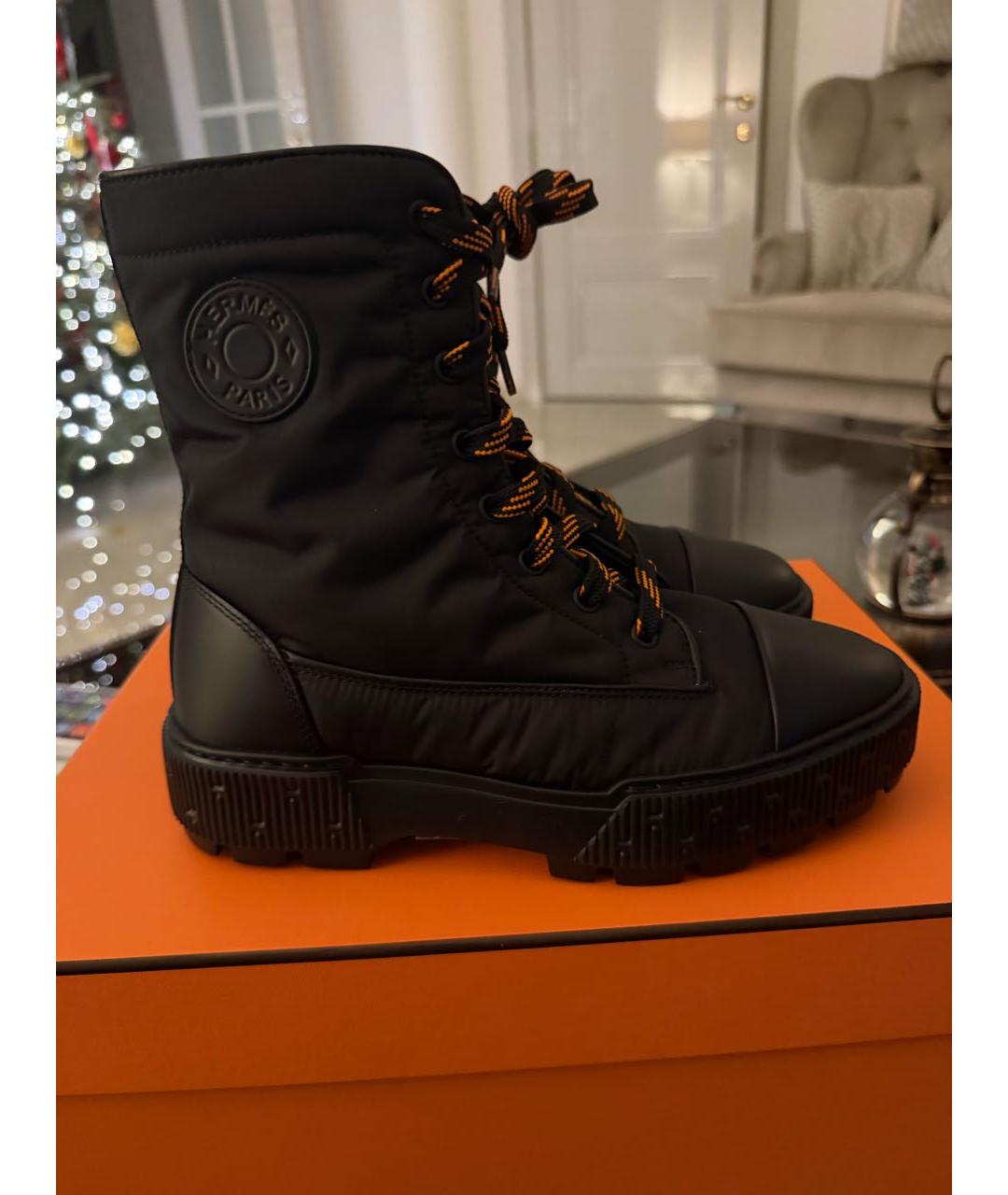 HERMES Черные синтетические ботинки, фото 7