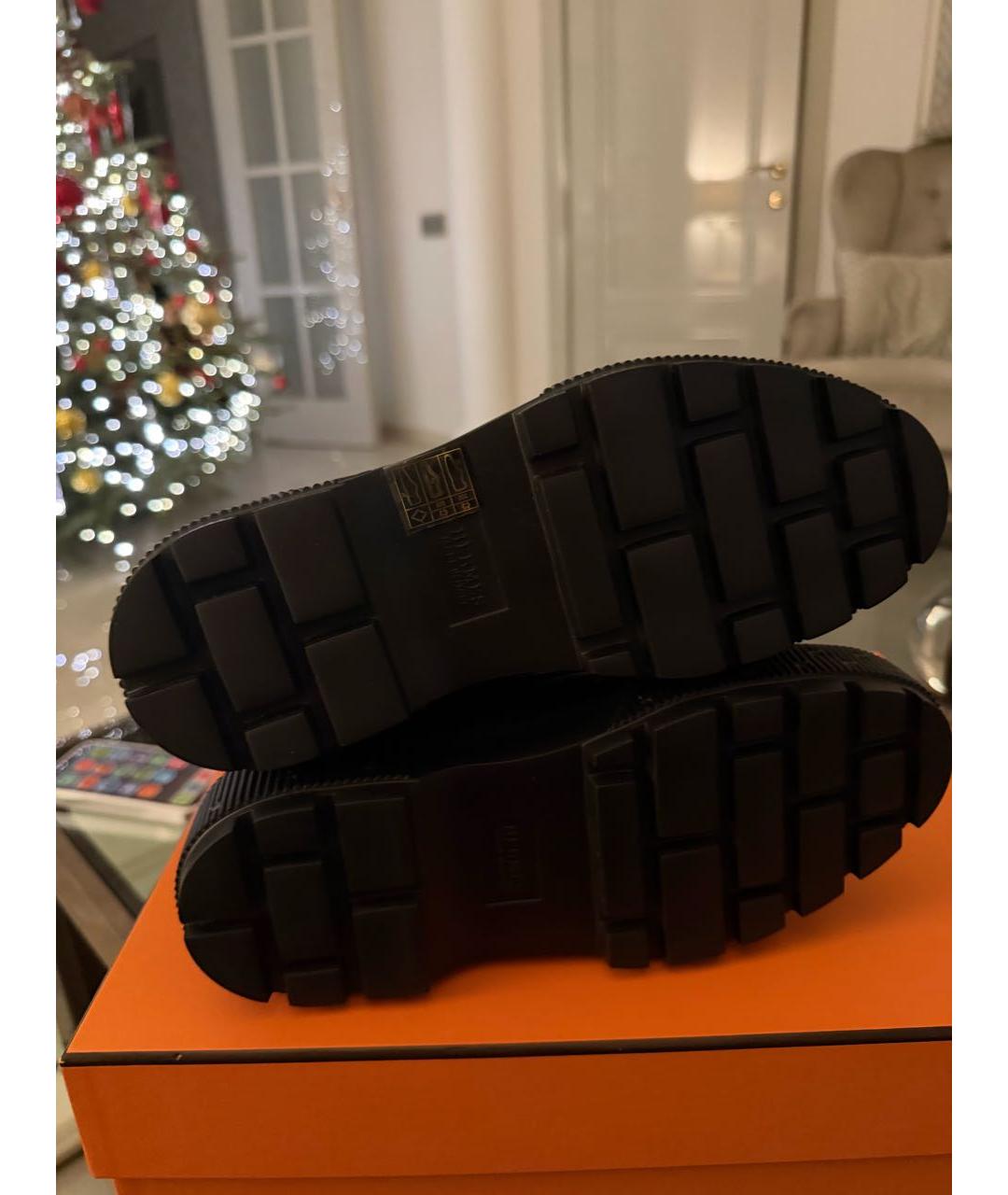 HERMES Черные синтетические ботинки, фото 5