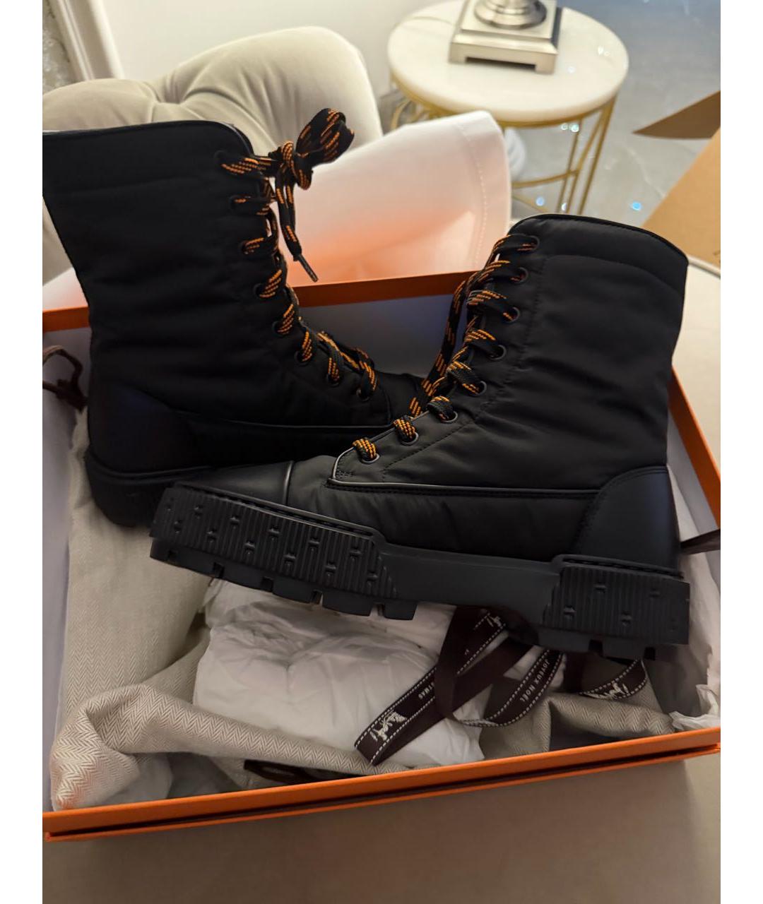 HERMES Черные синтетические ботинки, фото 6