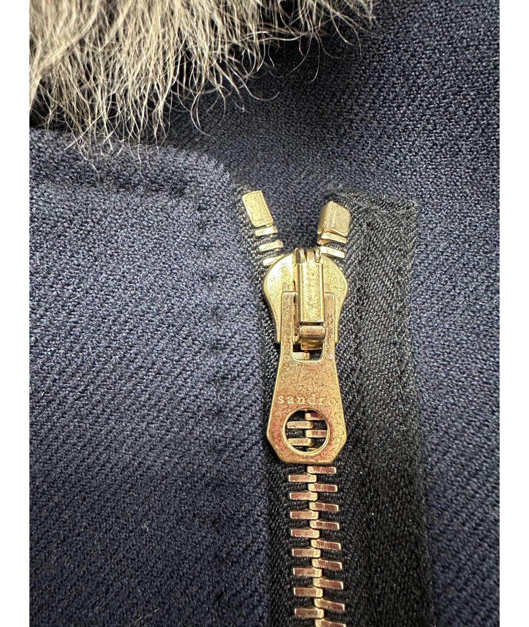 SANDRO Темно-синее шерстяное пальто, фото 8