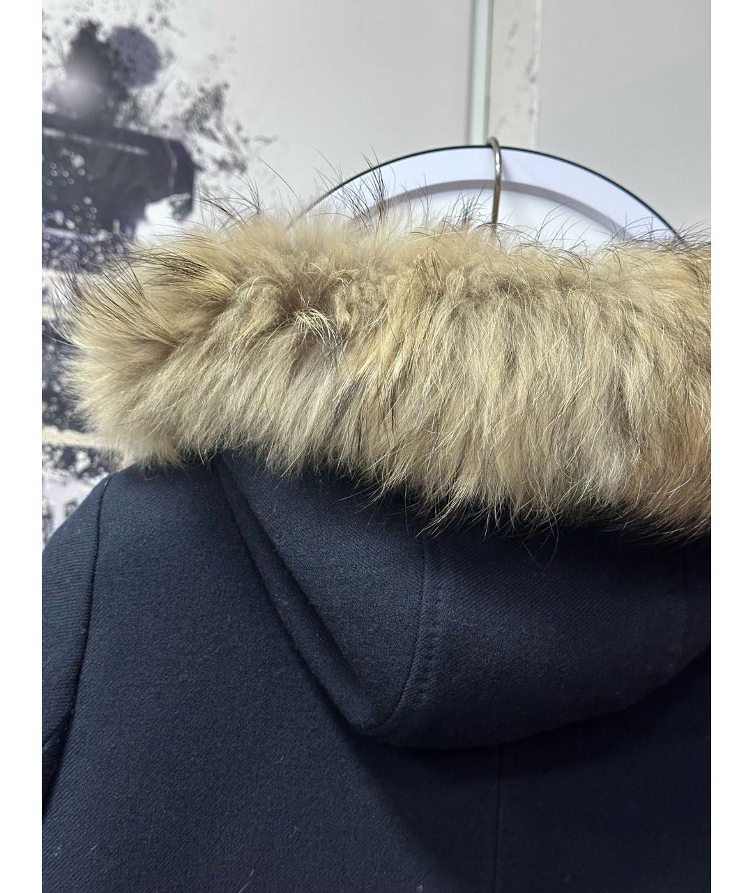 SANDRO Темно-синее шерстяное пальто, фото 4