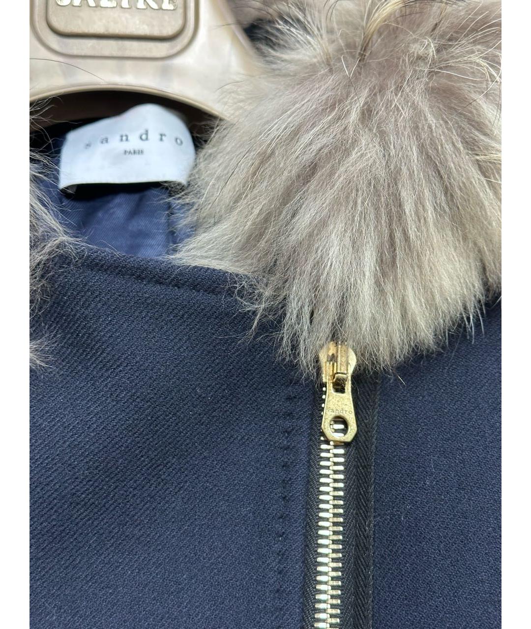SANDRO Темно-синее шерстяное пальто, фото 3