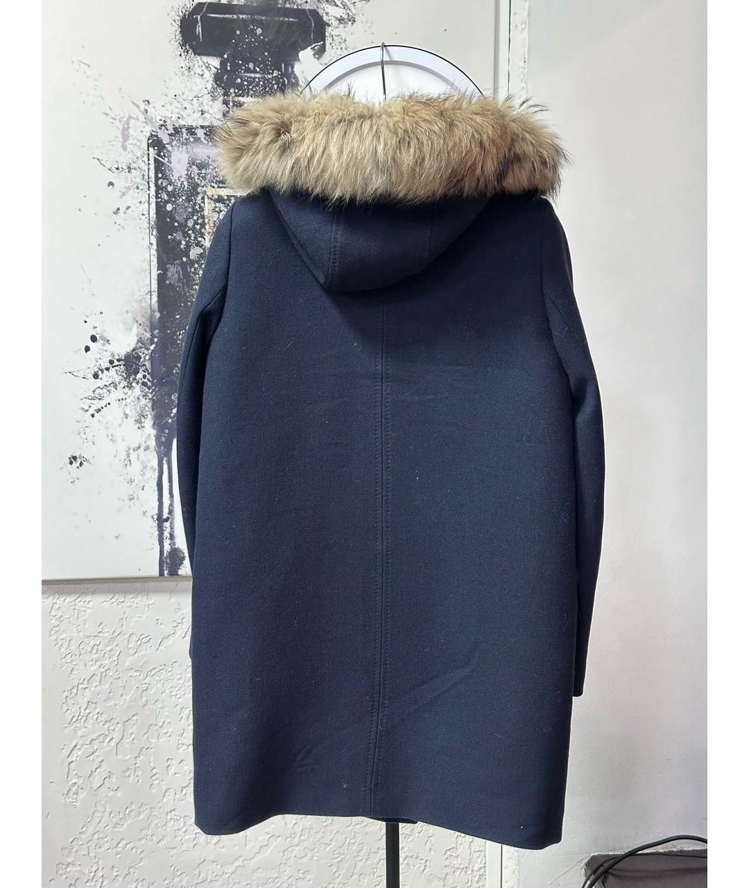 SANDRO Темно-синее шерстяное пальто, фото 2
