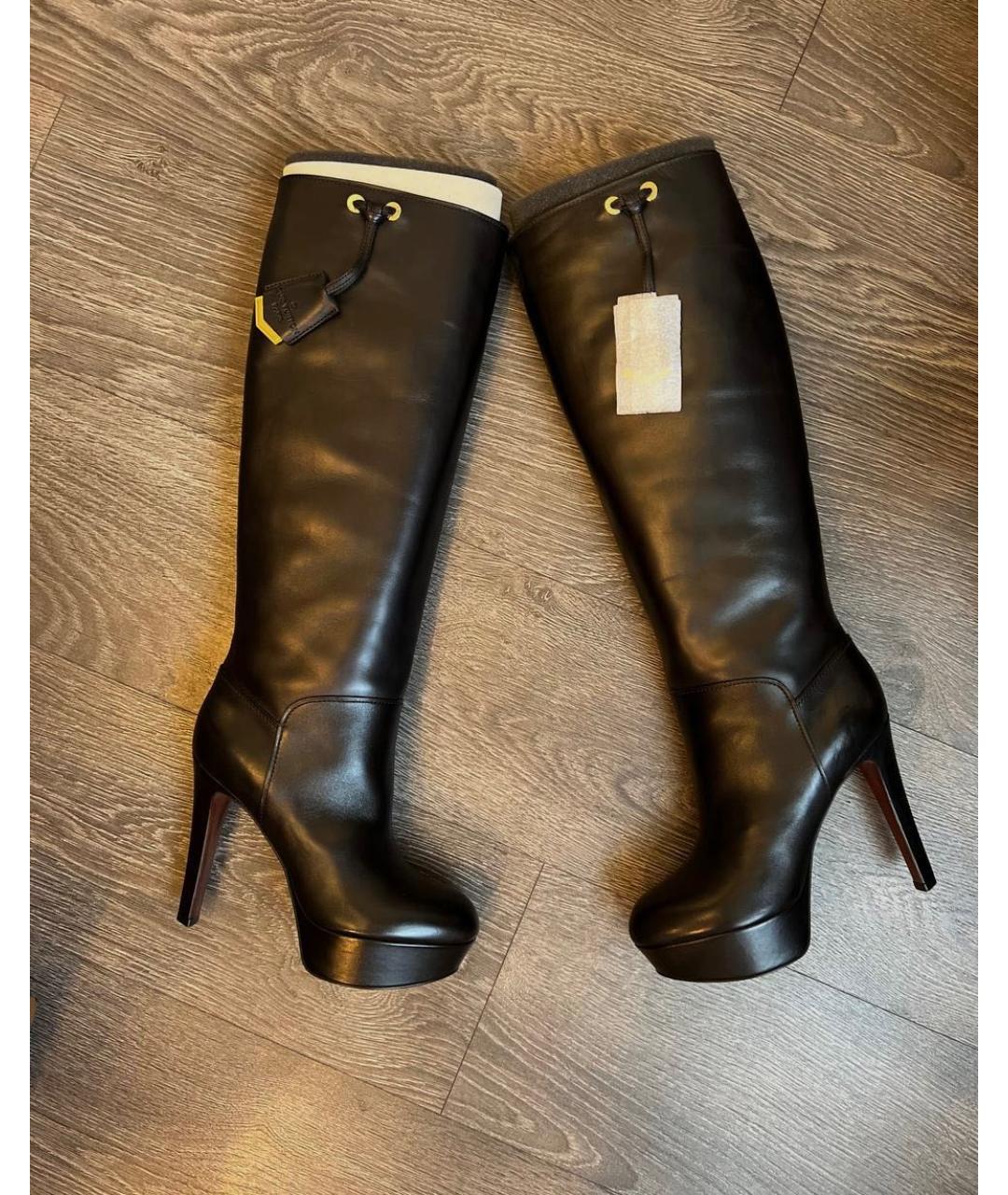 LOUIS VUITTON Черные кожаные сапоги, фото 2