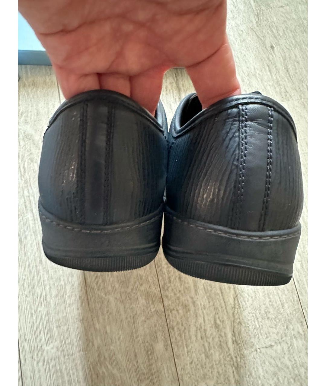 LANVIN Темно-синие кожаные низкие кроссовки / кеды, фото 3