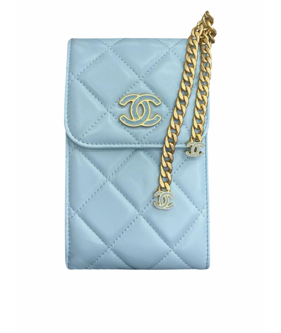 CHANEL Голубая кожаная сумка через плечо, фото 1