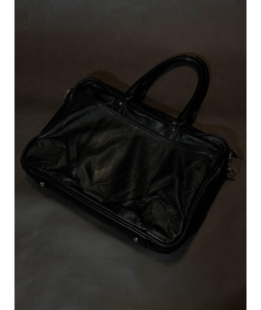 CHROME HEARTS Черная кожаная сумка тоут, фото 2