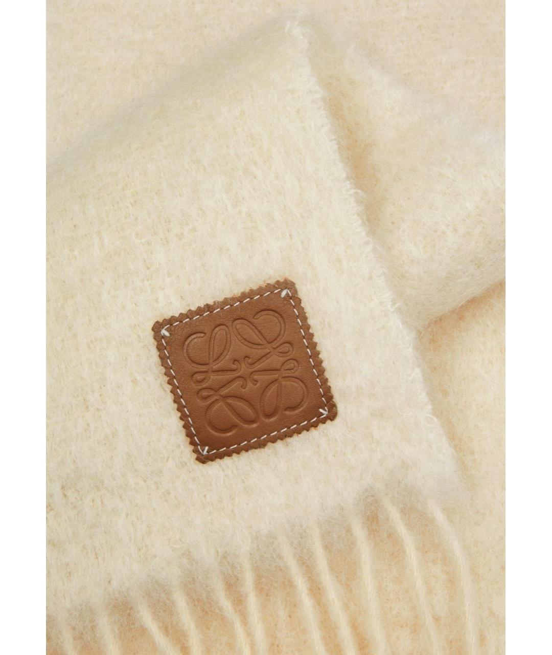 LOEWE Бежевый шерстяной шарф, фото 3