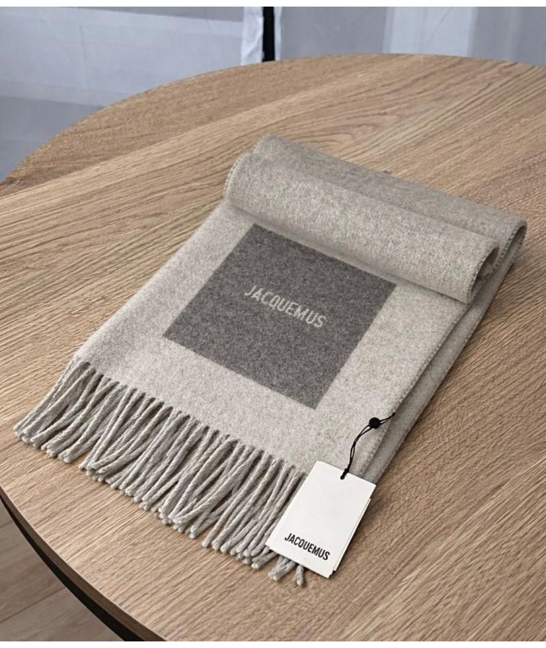 JACQUEMUS Серый шерстяной шарф, фото 4