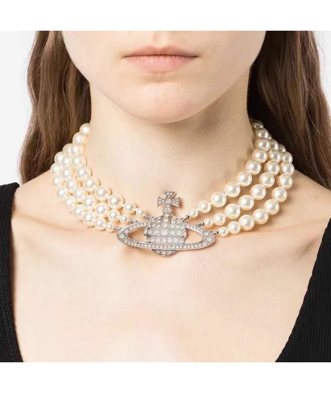 VIVIENNE WESTWOOD Бежевое металлическое колье, фото 8