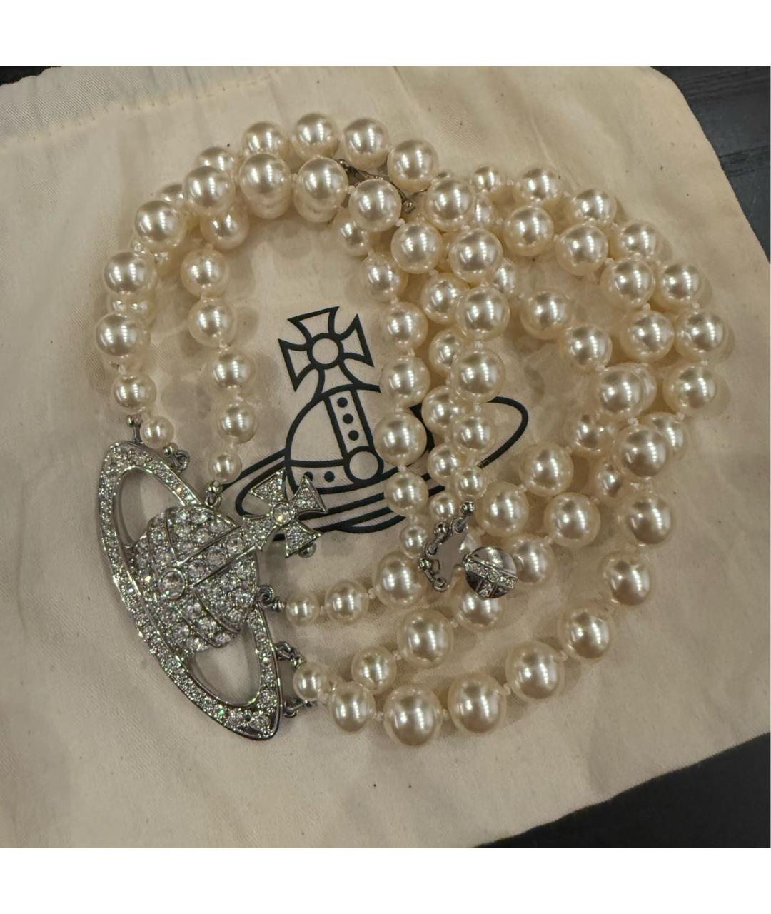 VIVIENNE WESTWOOD Бежевое металлическое колье, фото 7