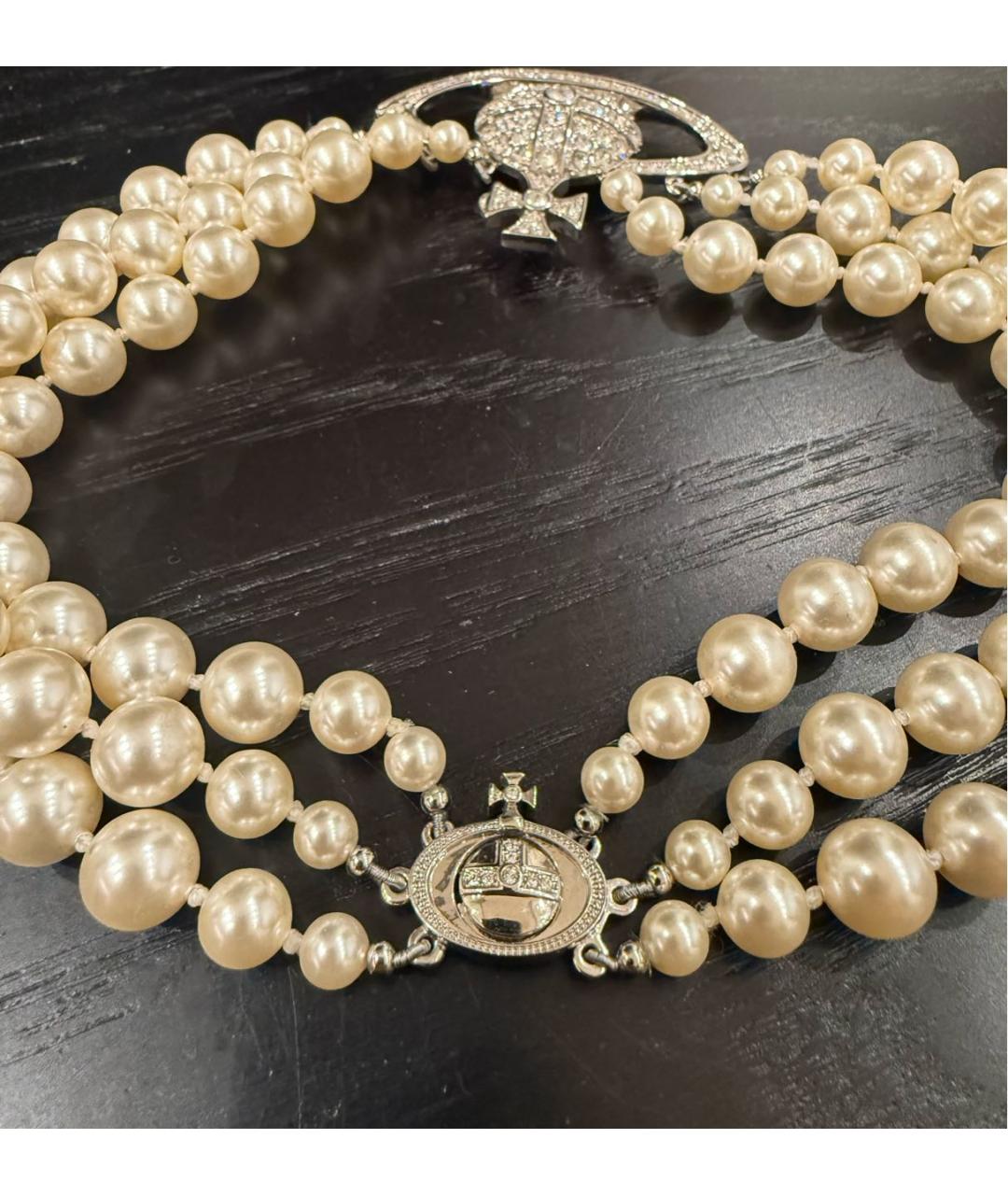 VIVIENNE WESTWOOD Бежевое металлическое колье, фото 4