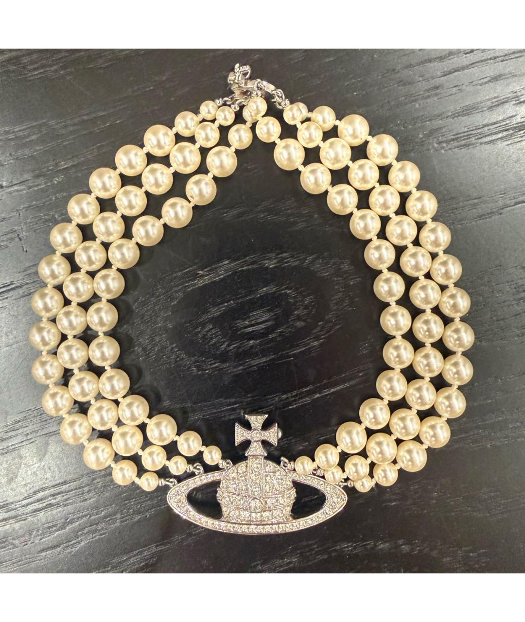 VIVIENNE WESTWOOD Бежевое металлическое колье, фото 9