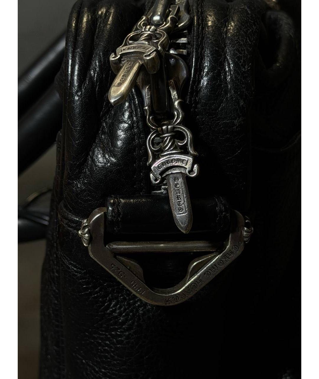 CHROME HEARTS Черная кожаная сумка тоут, фото 4