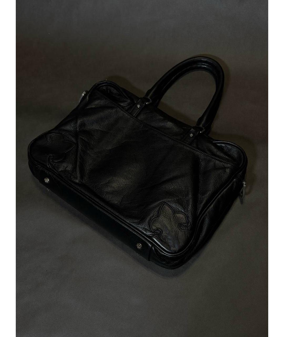 CHROME HEARTS Черная кожаная сумка тоут, фото 3