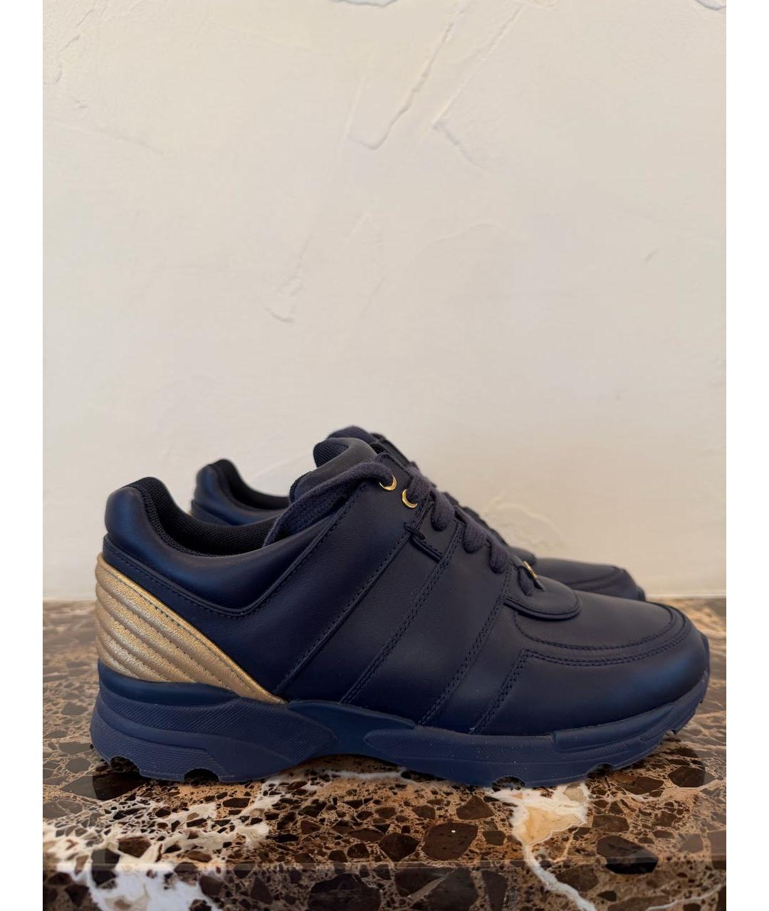 CHANEL Синие кожаные кроссовки, фото 6