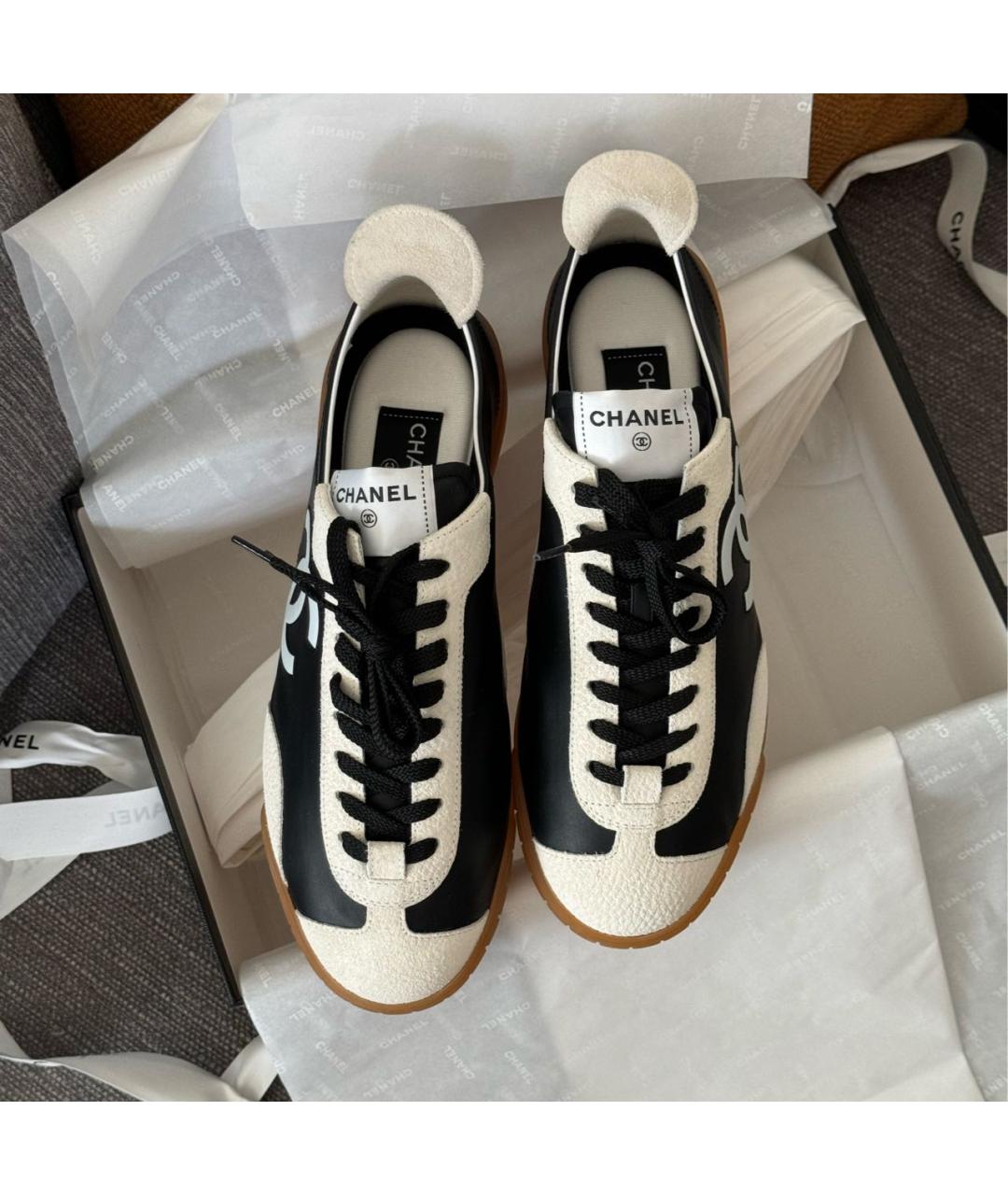 CHANEL Черные кожаные кеды, фото 3