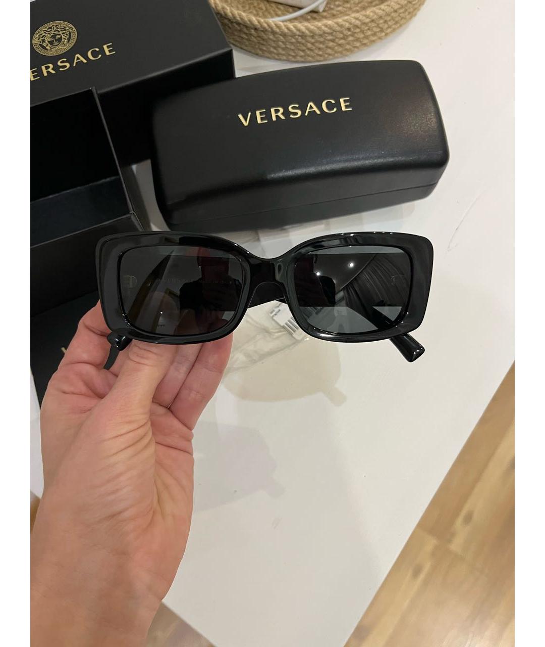 VERSACE Черные пластиковые солнцезащитные очки, фото 5