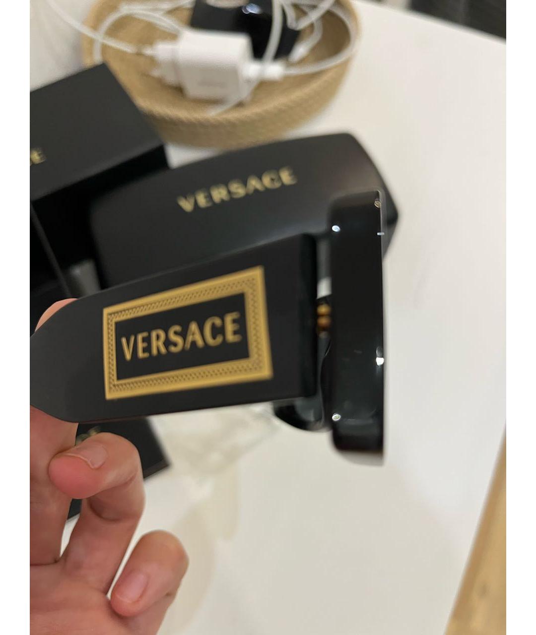 VERSACE Черные пластиковые солнцезащитные очки, фото 3