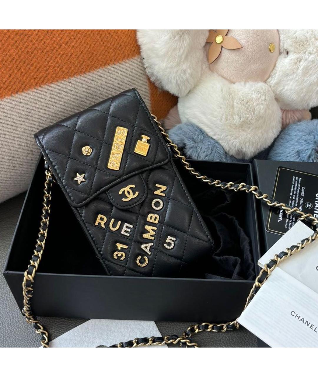 CHANEL Черная кожаная сумка через плечо, фото 7