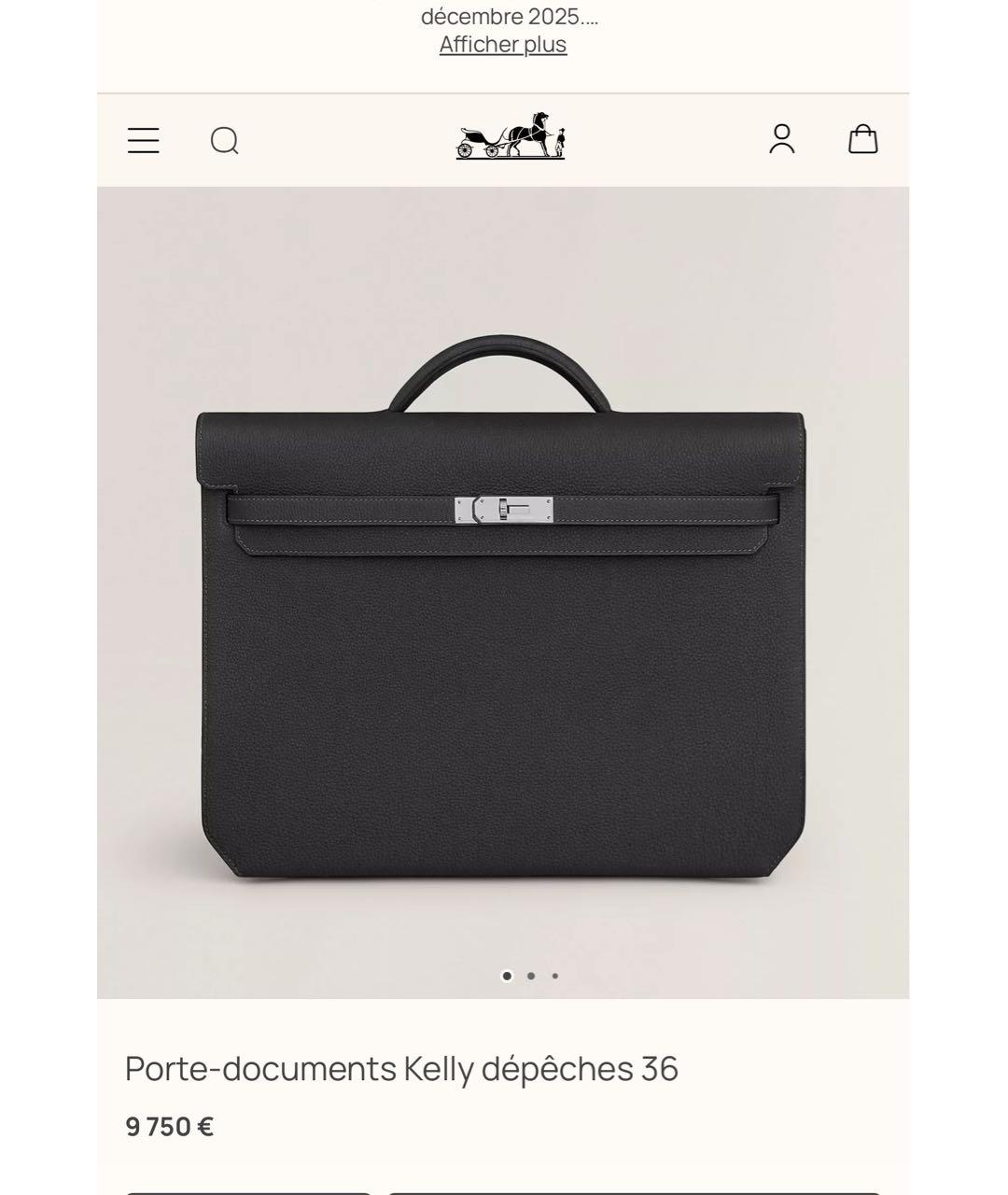HERMES Антрацитовый кожаный портфель, фото 8