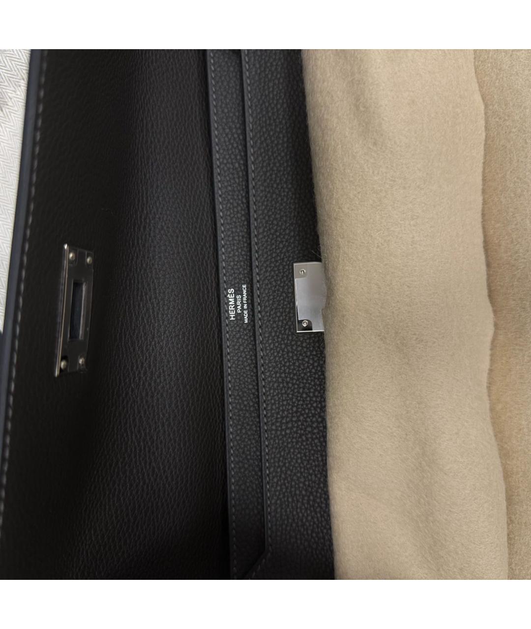 HERMES Антрацитовый кожаный портфель, фото 5